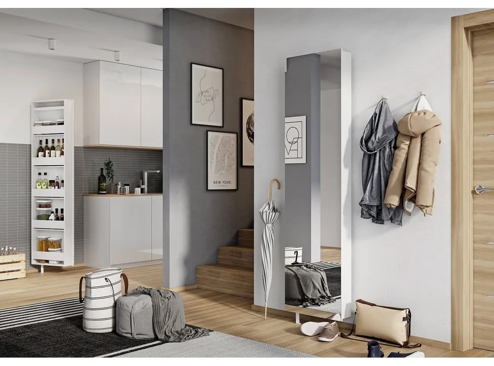 Бял шкаф за коридор 50x195x18 cm Rotary – Germania