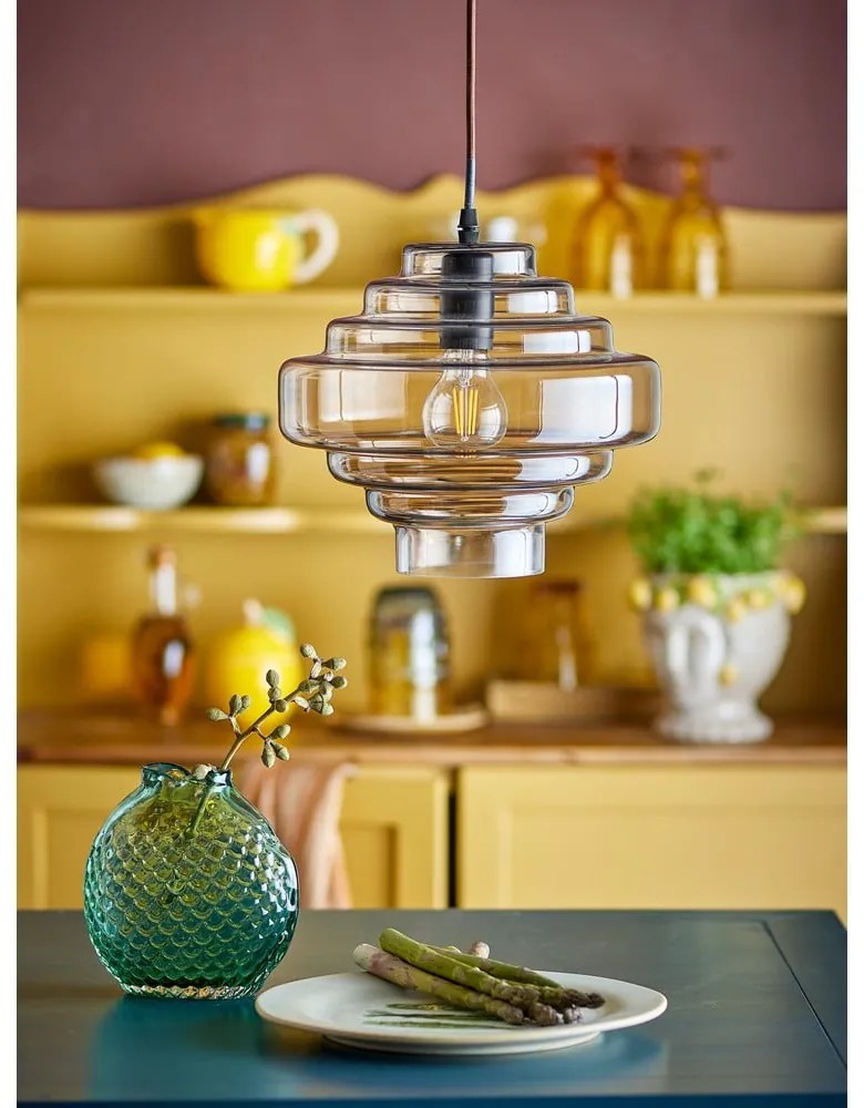 Кафяво висящо осветително тяло със стъклен абажур ø 27 cm Ilua – Bloomingville