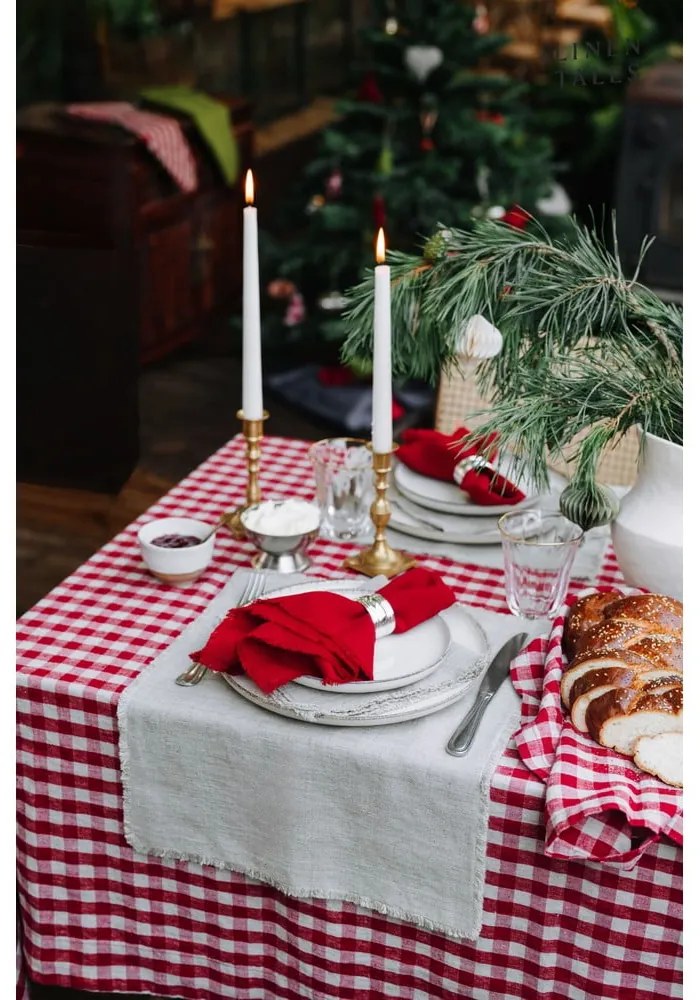 Текстилна подложка за хранене 35x45 cm Red Gingham – Linen Tales