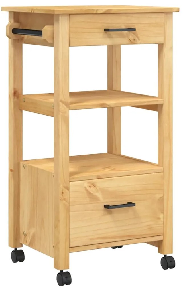 376085 vidaXL Кухненска количка "MONZA" 48x40x88,5 см борово дърво масив