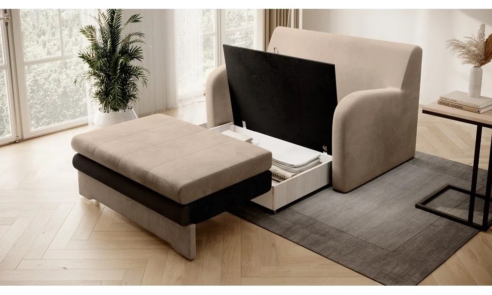 Светлокафяв кадифен сгъваем диван 130 cm Ario – ELTAP