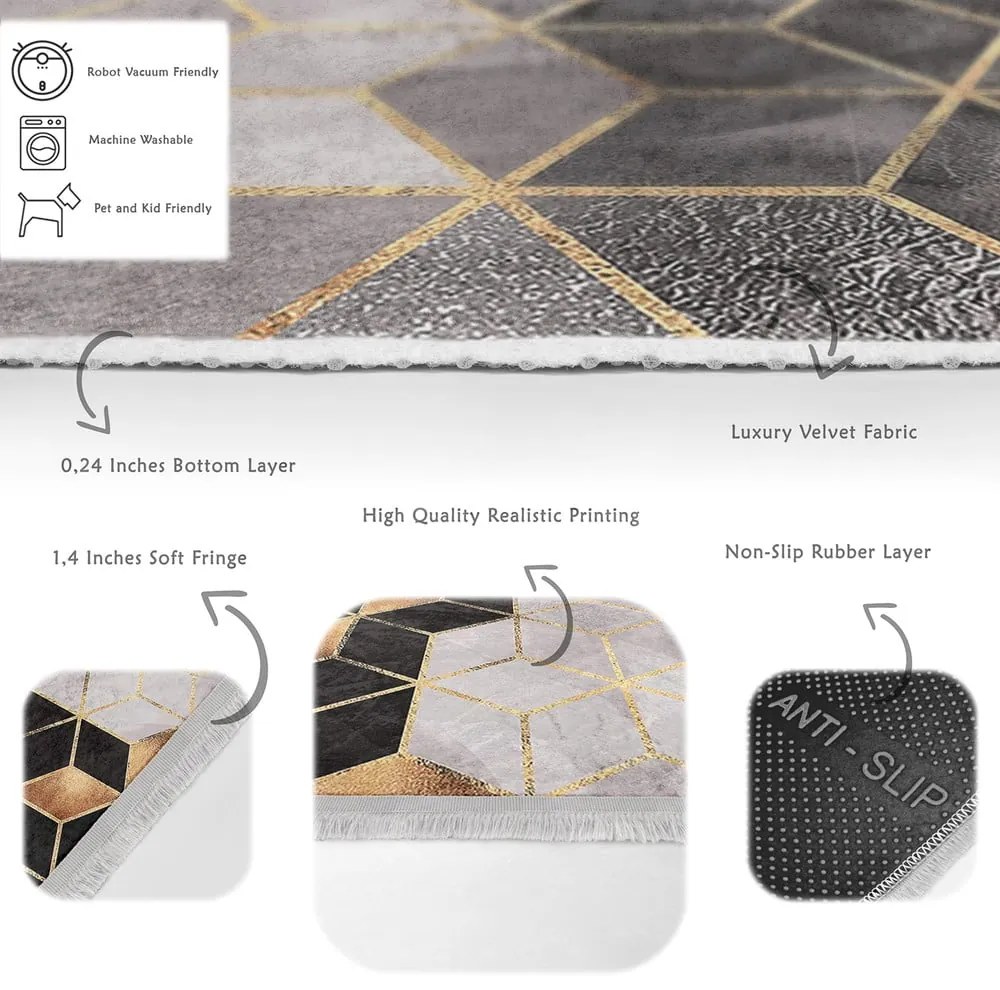 Килим в сиво/златисто 80x150 cm - Mila Home