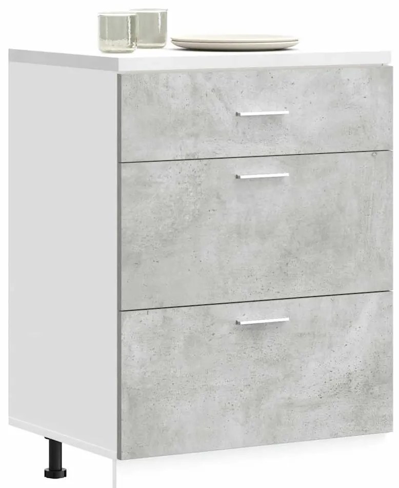 854253 vidaXL Кухненски шкаф, Lyon бетонно сив, инженерно дърво