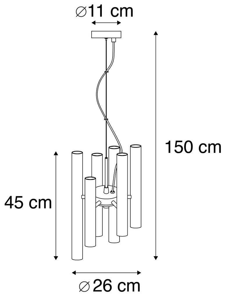 Арт Деко висящ аплик черен 12-светлина - Tubi