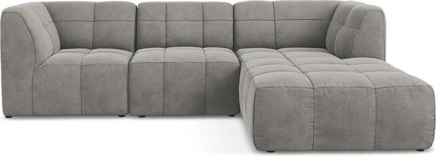 Сив кадифен ъглов диван (десен ъгъл) Aloha – Makamii