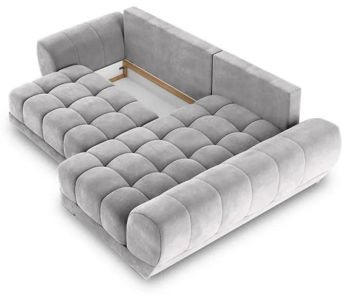 Светлосив ъглов диван с кадифена тапицерия , десен ъгъл Nuage - Windsor &amp; Co Sofas