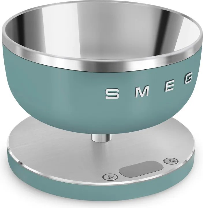Кухненска везна Smeg Collezione KSC01EGMWW, До 5 кг/5 л, ТАРА, LED дисплей, Противоплъзгаща се основа, Автономия до 36 часа, Изумрудено зелен