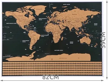 Карта на света с флагове за задраскване 82 x 59 cm + аксесоари