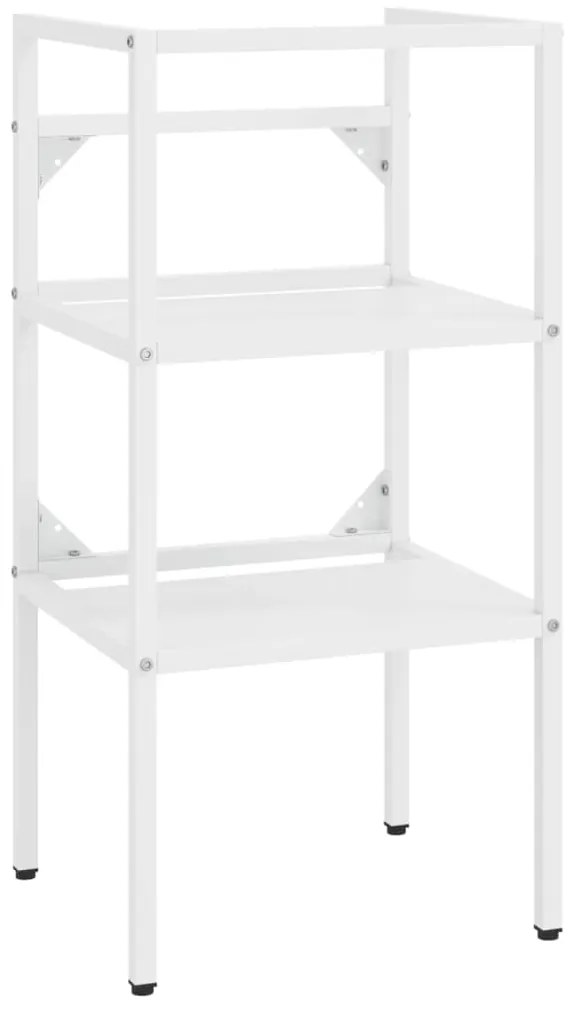 338484 vidaXL Рамка за мивка за баня, бяла, 40x38x83 см, желязо