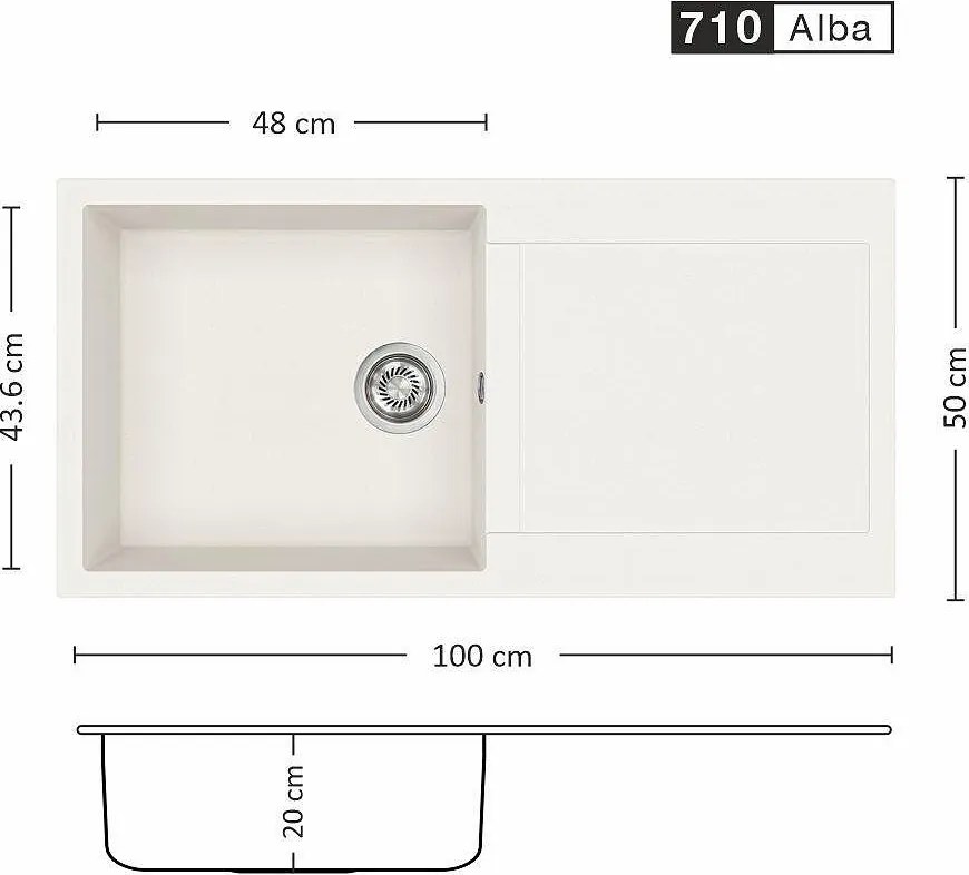 Eurolux FERETA BB 100.1 SI Композитна мивка за вграждане