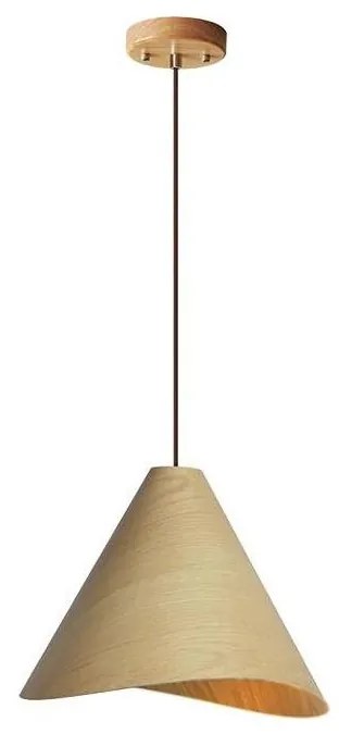 Дървен полилей на кабел 1xE27/60W/230V Ø 45 см масив/дъб/каучуково дърво