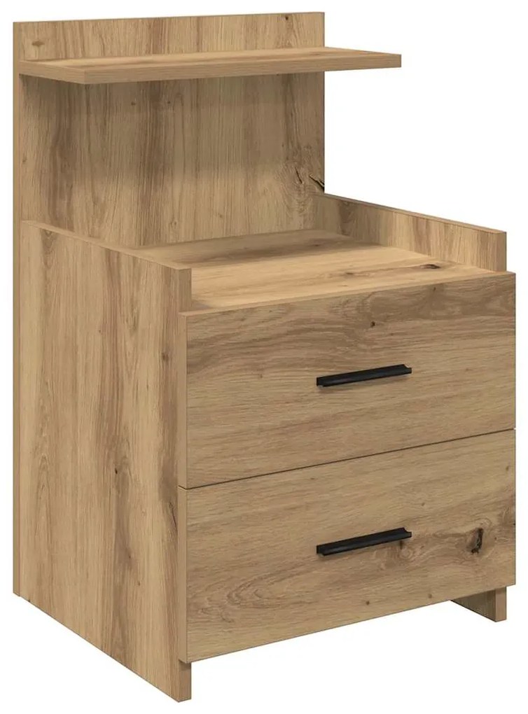 858648 vidaXL Нощно шкафче с 2 чекмеджета, дъб, занаятчийски, 40x36,5x62 см