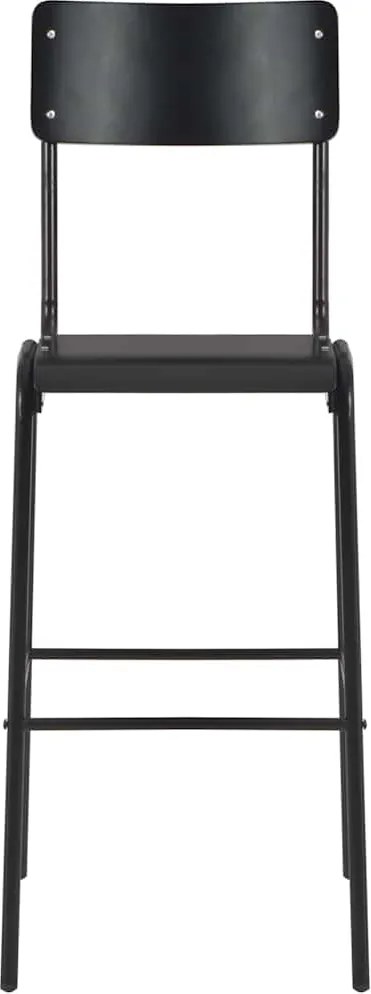 280081 vidaXL Бар столове, 2 бр, черни, твърд шперплат, стомана