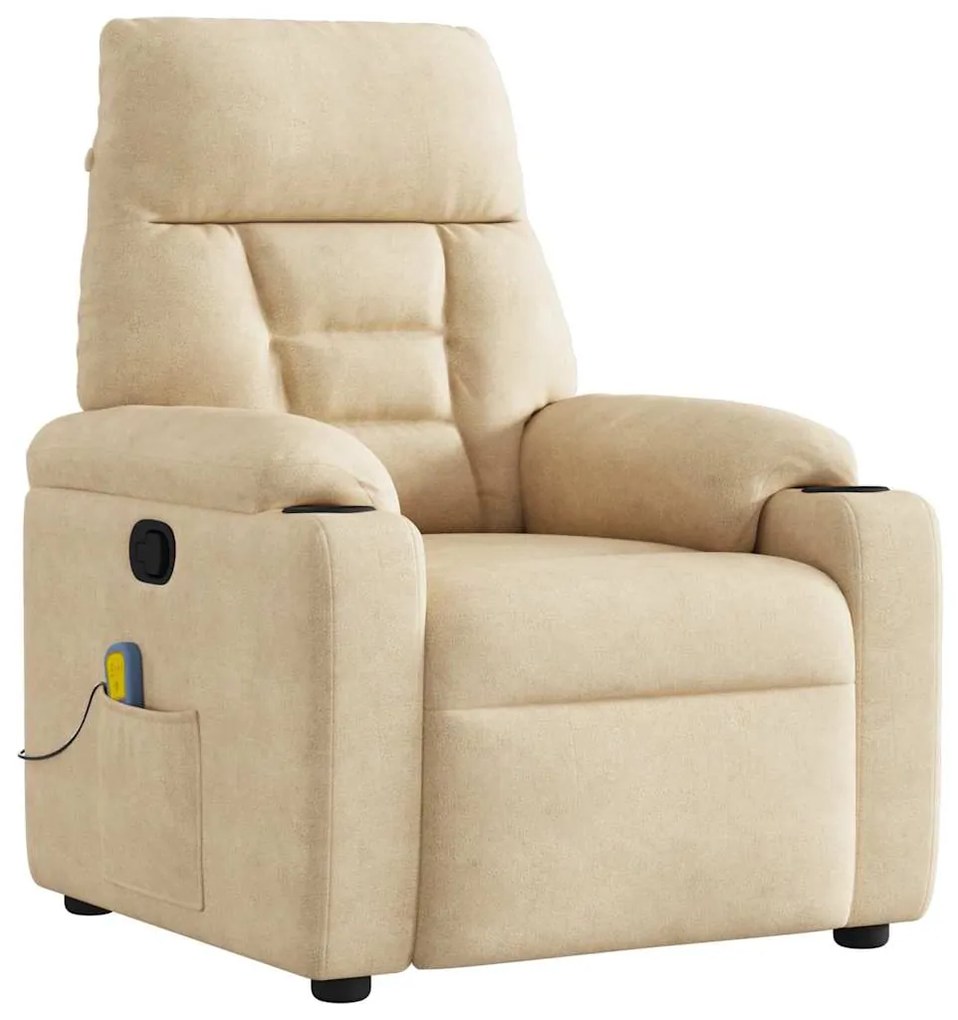 4015574 vidaXL Масажен наклоняем стол, кремав, микрофибърен текстил