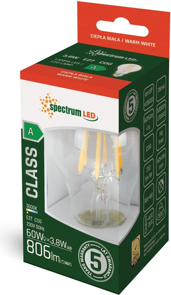 Крушка LED GLS COG E-27 3,8W WOJ+14639
