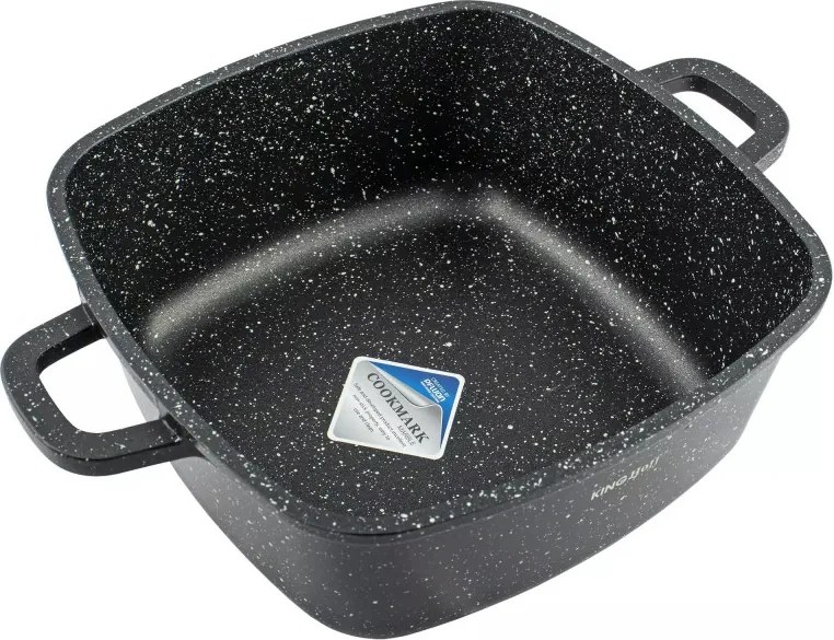Тенджера за фурна и котлон Kinghoff KH 1601, 20x20 см, 2.8 л, Мраморно покритие, Индукция, Черен