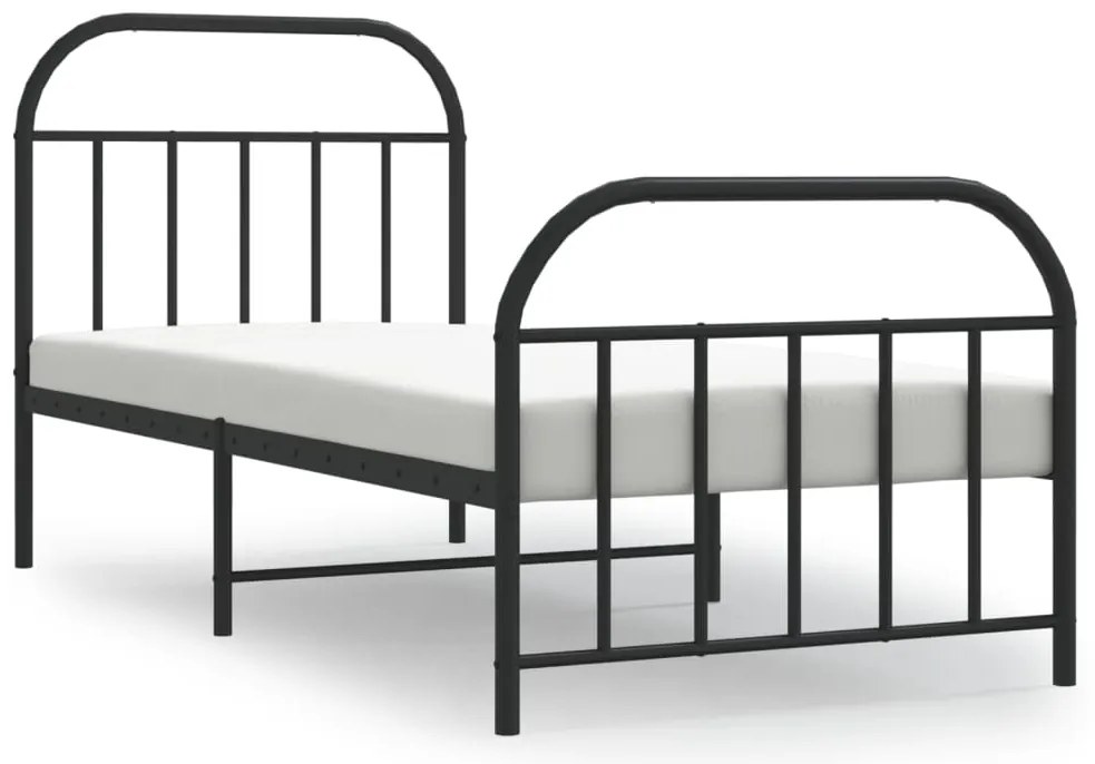 353644 vidaXL Метална рамка за легло с горна и долна табла, черна, 80x200 см