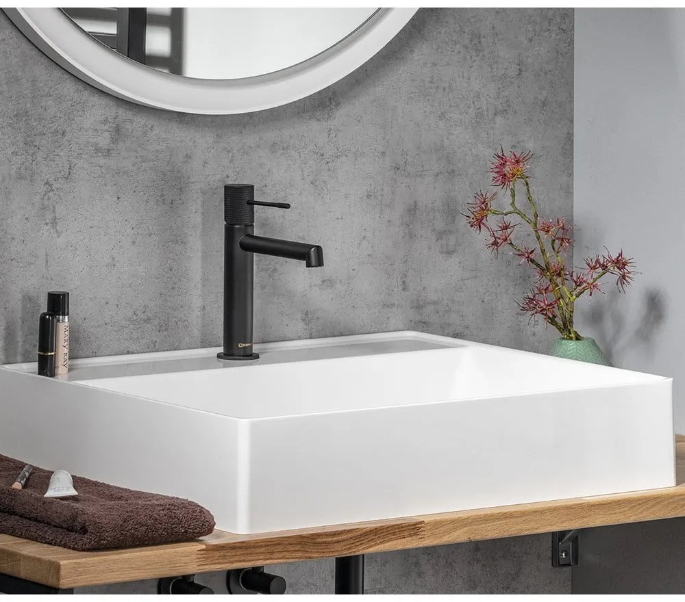 Матово-черна стояща батерия за мивка Solaris – Sapho