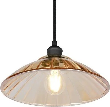 Черно/в кехлибарен цвят метално висящо осветително тяло със стъклен абажур ø 29,5 cm Eluna – Reality