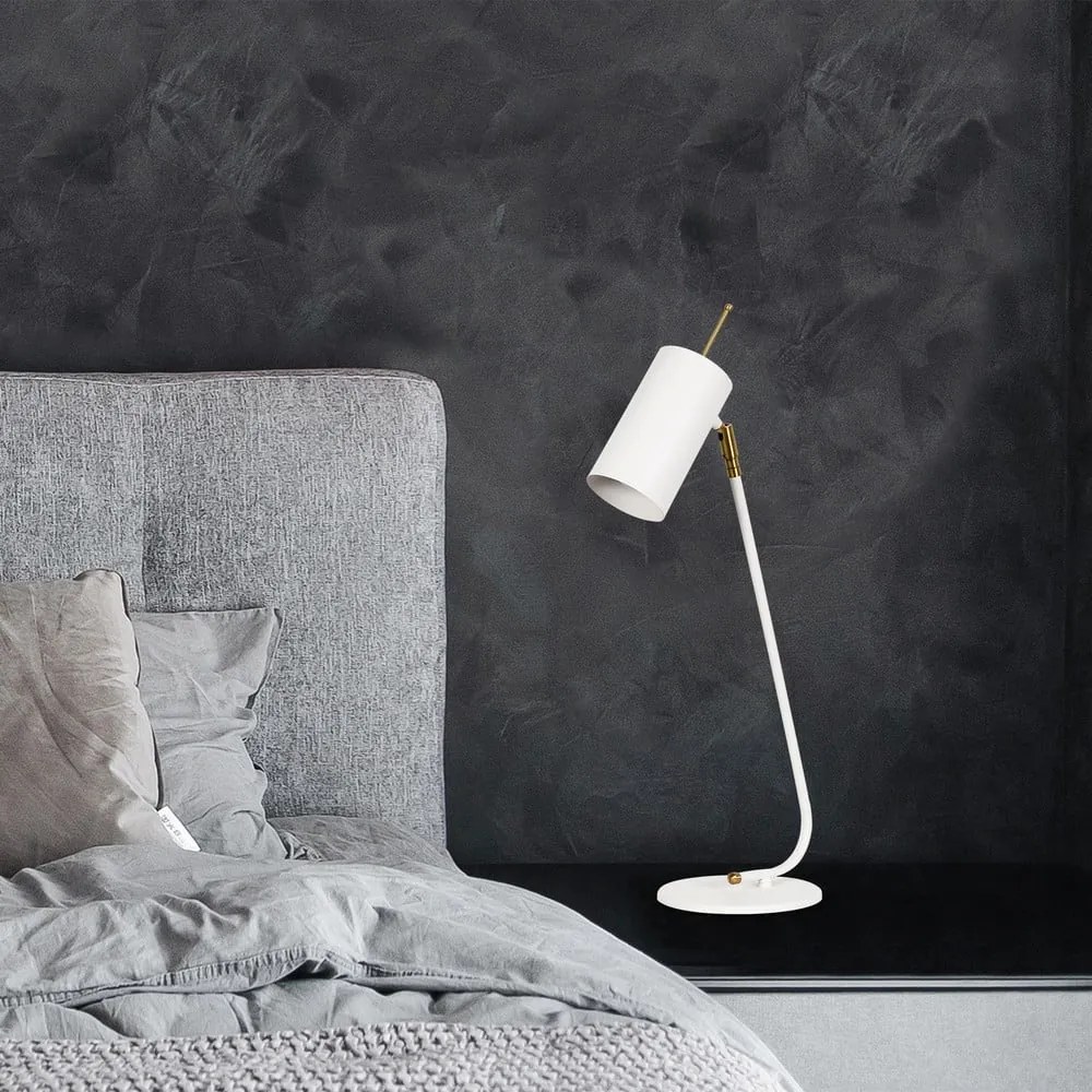 Бяла настолна лампа с метален абажур (височина 55 cm) Sivani – Opviq lights
