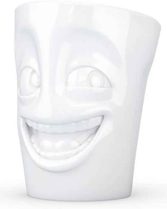 Бяла порцеланова чаша с дръжка и усмивка , обем 350 ml - 58products