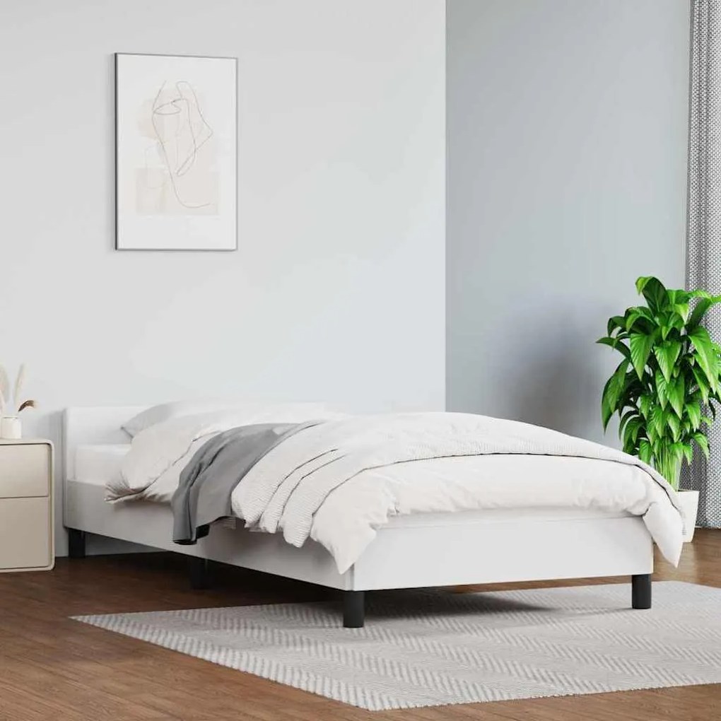 347484 vidaXL Рамка за легло с табла без матрак, бяла, 100x200 см
