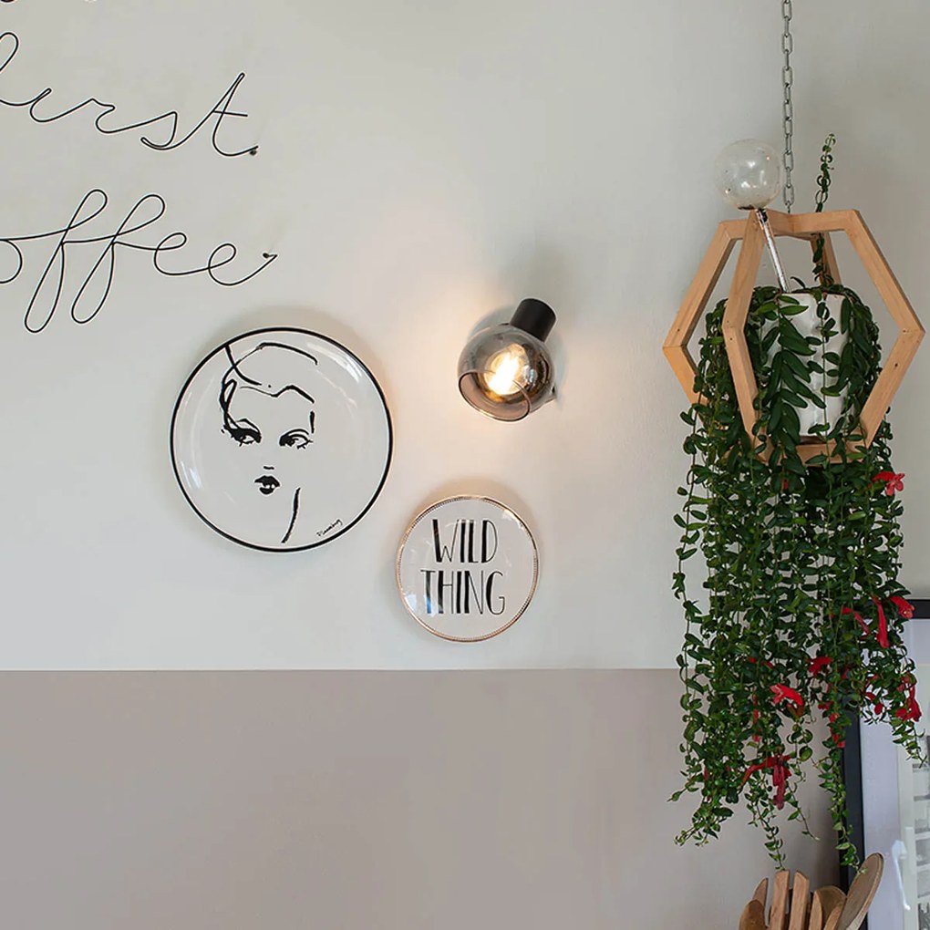 Интелигентен таванен прожектор черен с димно стъкло с Wifi P45 - Vidro