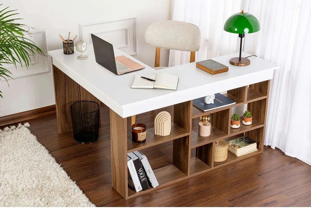 Работна маса с орехов декор 120x130 cm Vesper – Kalune Design