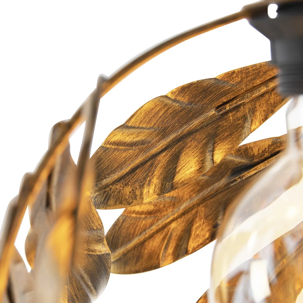 Висяща лампа в ретро стил антично златисто кръгла 3-светлинна - Linden