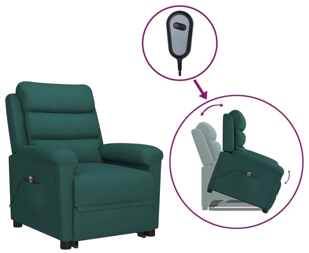 3098263 vidaXL Изправящ стол, тъмнозелен, текстил