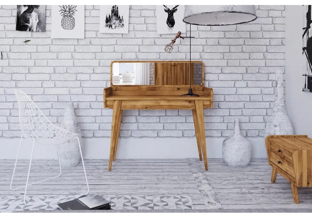 Дъбова тоалетка с огледало 110x45 cm Retro - The Beds