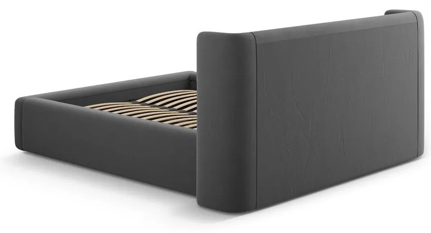 Сиво двойно легло 160x200 cm тапицирано с място за съхранение с включена подматрачна рамка Jason – Windsor & Co Sofas