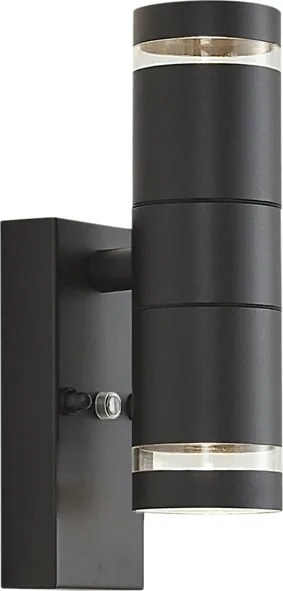 Модерна външна стенна лампа черна 2-светлина IP44 със сензор за здрач - Dubbla
