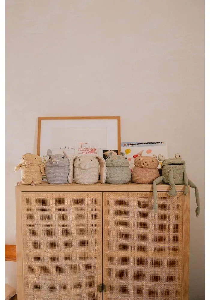 Светлосива текстилна детска кошница за играчки ø 15x15 cm Mini Henry the Hippo – Lorena Canals