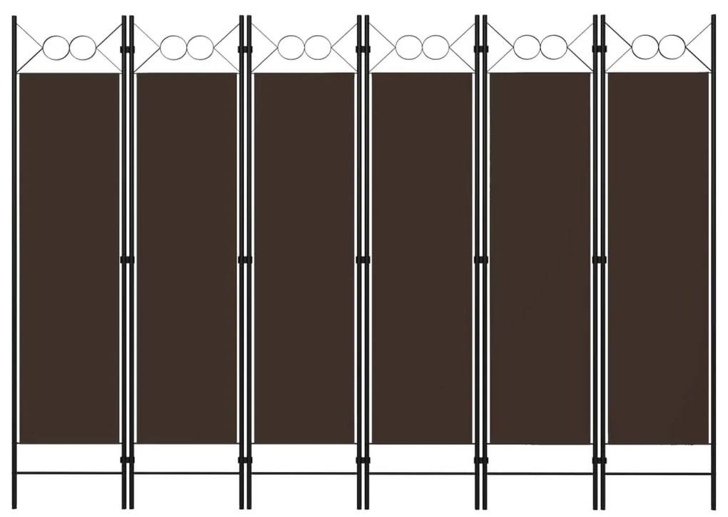 Sonata Параван за стая, 6 панела, кафяв, 240x180 cм