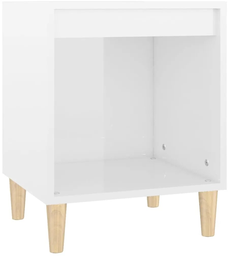 821862 vidaXL Нощно шкафче, бял гланц, 40x35x50 см, инженерно дърво