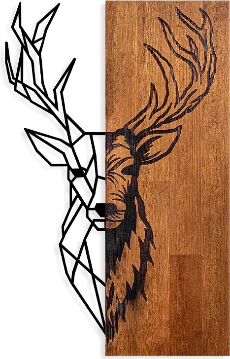Метално стенна изкуство Deer в цвят орех - черен 36x3x58см.