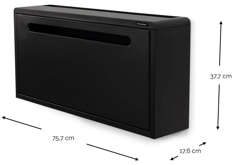 Черна метална накланяща се/висяща стойка за обувки 76x38x18 cm Sportiva – Spinder Design