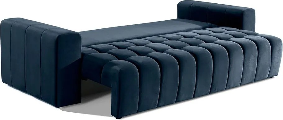 Тъмносин кадифен разтегателен диван с място за съхранение 247 cm Lazaro – ELTAP