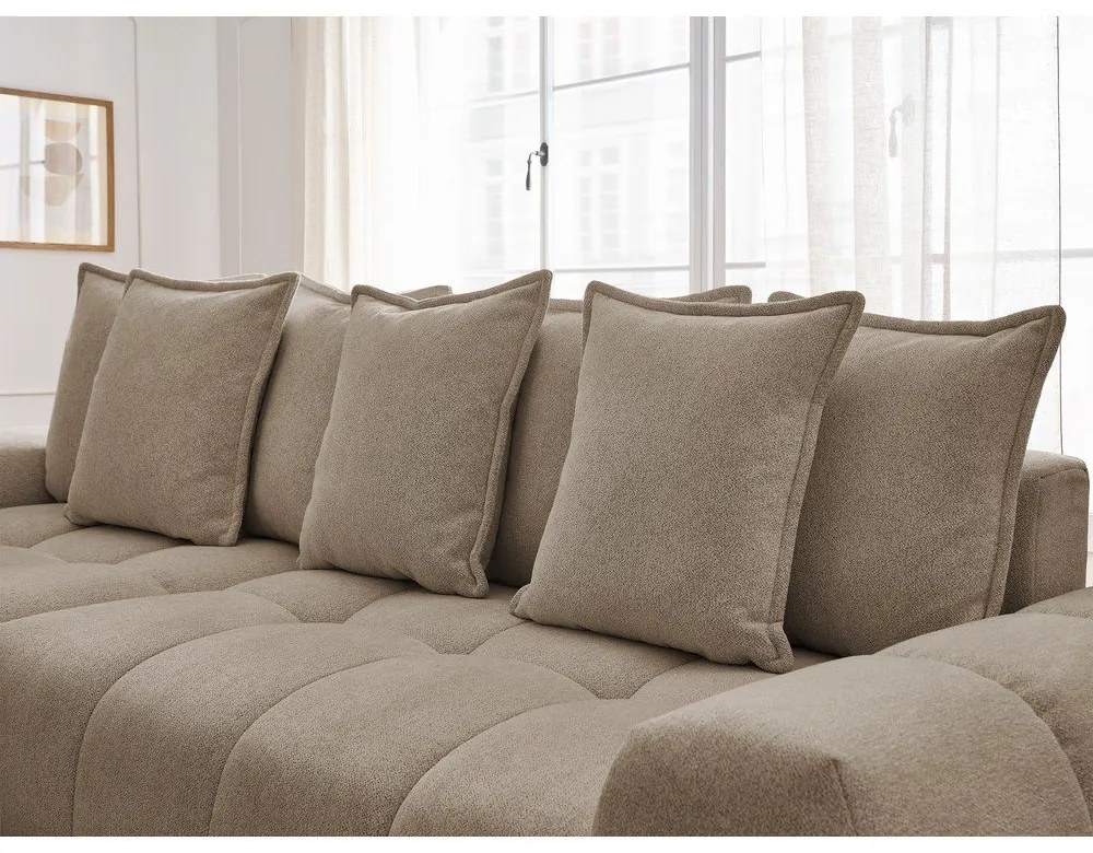 Кафяво-сив шенилов сгъваем/с място за съхранение ъглов диван (ляв ъгъл) Everest – Bobochic Paris