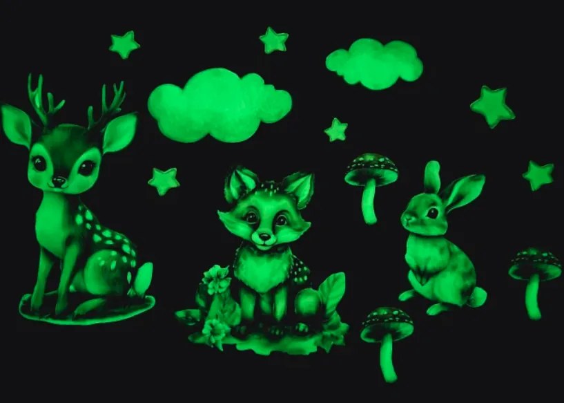 Вълшебни светещи стикери за деца - горски животни Šírka: 30 cm | Dĺžka: 60 cm