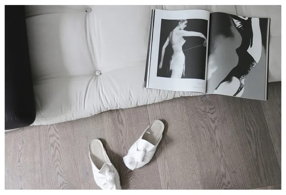 Сив и бежов матрак за футон 70x200 cm Обвивка бежов лен/тъмносиво - Karup Design