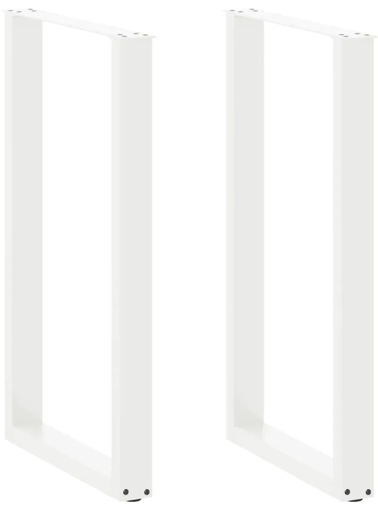 4013237 vidaXL Крака за бар маса, U-образни, 2 бр., бели, 60 x (100-101) см, стомана