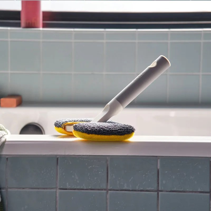 Моп за почистване на повърхности 2в1 Joseph Joseph CleanTech 6500012, 18.5 см, Дръжка с меко покритие, Сив/Жълт