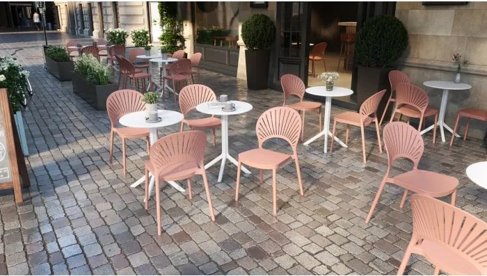 СОЛЕИЛ Пудрово розово - МОДЕРЕН СТОЛ ЗА КУХНЯ/ ГРАДИНА/ КАФЕНЕ (ВЕРТИКАЛНО ПОДРЕЖДАНЕ)