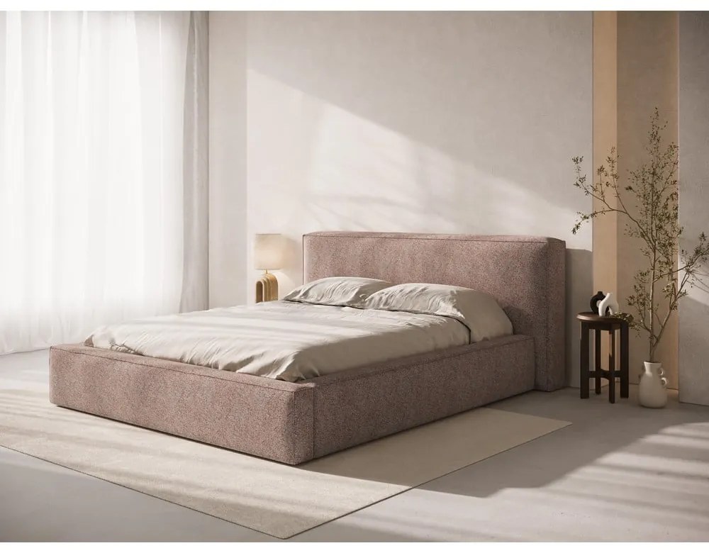 Светлорозова тапицирана табла за легло 249x100 cm Olivia – Micadoni