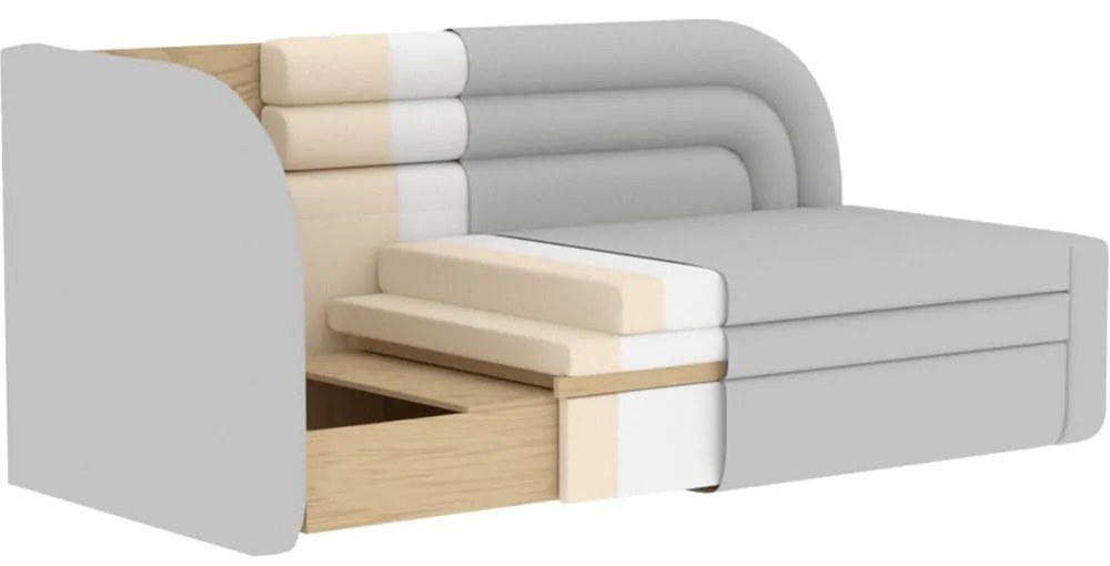 Кафяво-сив кадифен разтегателен диван с място за съхранение десен ъгъл 223 cm Fabillo – ELTAP