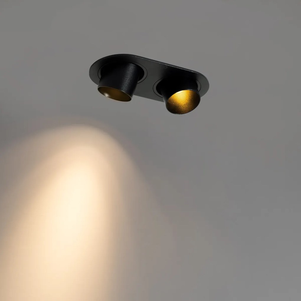 Кръгъл вграден прожектор черен GU10 35mm накланящ се 2-светлинен - Installa