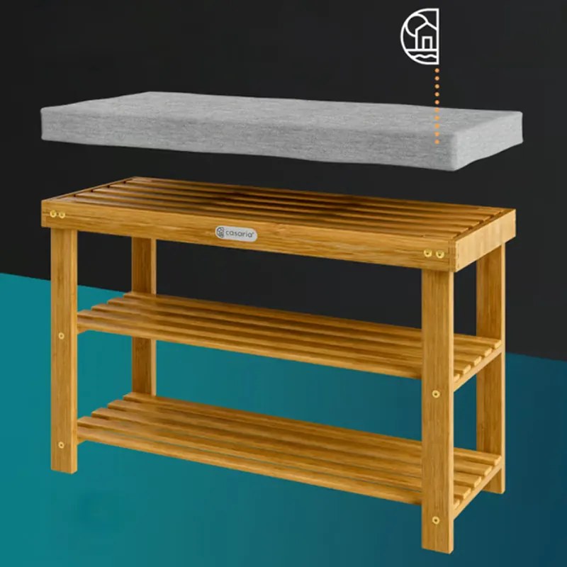 Пейка за обувки от акациево дърво със седалка 90 x 30 x 48 cm