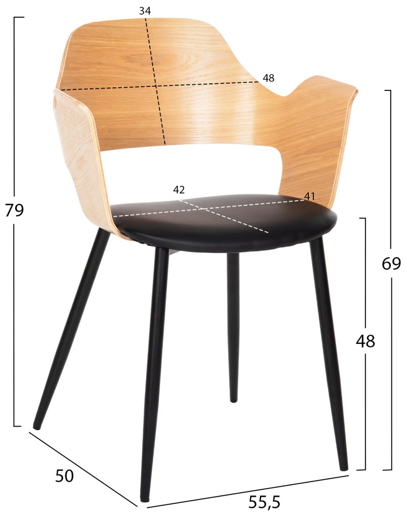Кресло Велп HM9616.01 цвят черен-натурал